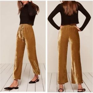 Reformation Stefan Wide Leg Velvet Pant Small in Marigold